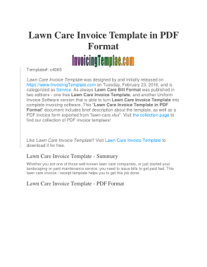 Free Download PDF Books, Sample Blank Lawn Care Invoice Template
