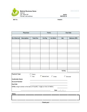 Free Download PDF Books, Medical Billing Invoice Free Template