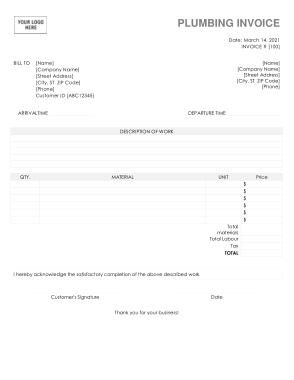 Free Download PDF Books, Plumbing Services Invoice Sample Template