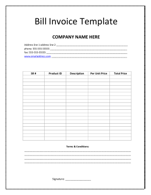 Free Download PDF Books, Bill Invoice Template