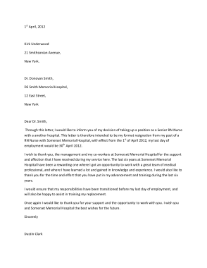 Free Download PDF Books, Registered Nurse Resignation Letter Sample Template