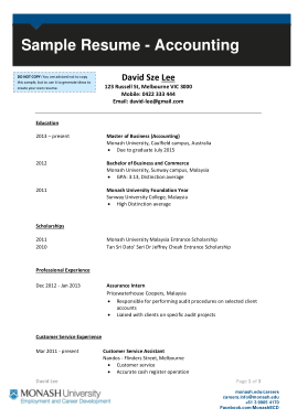 Free Download PDF Books, Accounting Masters Resume Template