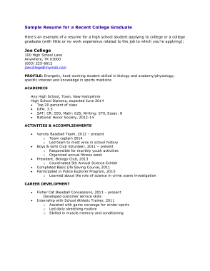 Free Download PDF Books, College Graduate Profile Resume Template