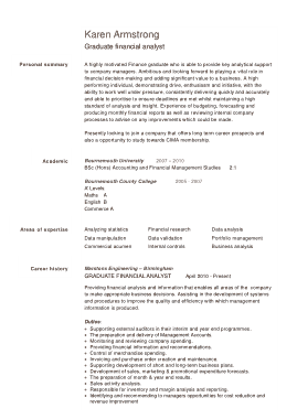 Free Download PDF Books, Graduate Financial Analyst Resume Template