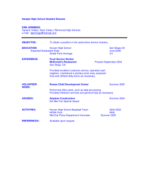 Free Download PDF Books, High School Graduate Student Resume Example Template