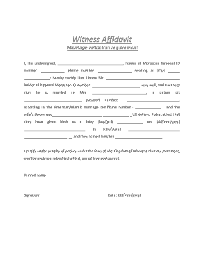 Free Download PDF Books, Marriage Witness Affidavit Requirement Form Template