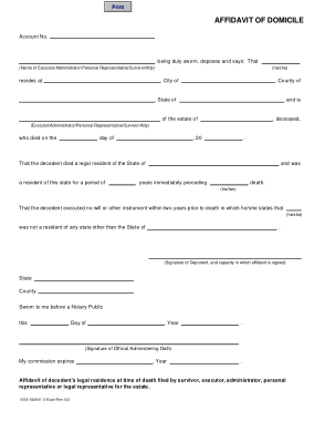 Free Download PDF Books, Printable Affidavit Of Domicile Form Template