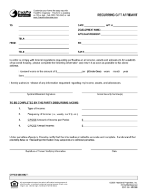 Free Download PDF Books, Recurring Gift Affidavit Form Template