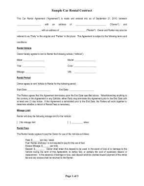 Free Download PDF Books, Sample Car Rental Contract Form Template
