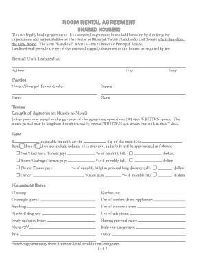 Free Download PDF Books, Sample Room Rental Agreement Form Template
