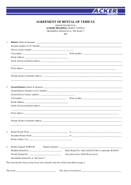Free Download PDF Books, Vehicle Rent Agreement Form Template