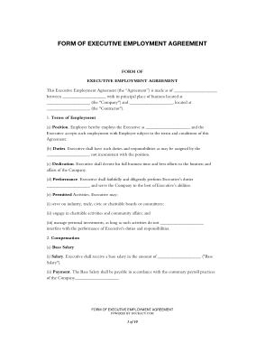 Free Download PDF Books, Executive Employment Agreement Form Free Template