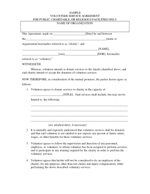 Free Download PDF Books, Volunteer Service Agreement Sample Form Template