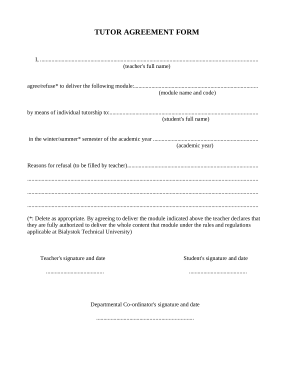 Free Download PDF Books, Formal Tutor Agreement Form Template