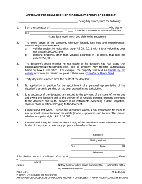 Free Download PDF Books, Alaska Small Estate Affidavit for Personal Property Form Template