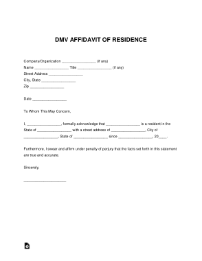 Free Download PDF Books, DMV Affidavit Of Residence Letter Form Template
