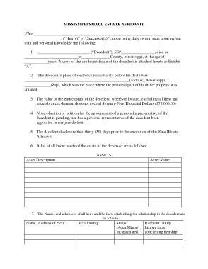 Free Download PDF Books, Mississippi Small Estate Affidavit Form Template