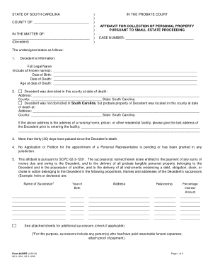 Free Download PDF Books, South Carolina Small Estate Affidavit Form Template