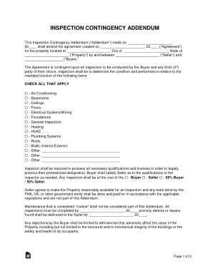 Free Download PDF Books, Inspection Contingency Addendum To Purchase Agreement Form Template