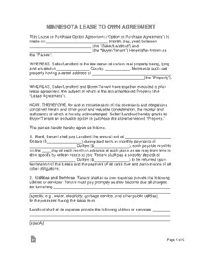 Free Download PDF Books, Minnesota Lease With Option To Purchase Agreement Form Template