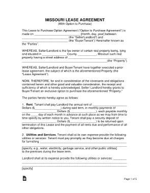 Free Download PDF Books, Missouri Lease With Option To Purchase Agreement Form Template