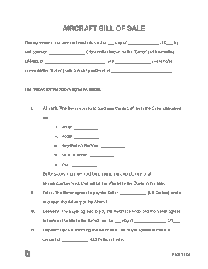 Free Download PDF Books, Aircraft Bill of Sale Form Template