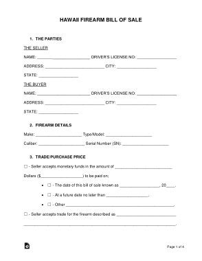 Free Download PDF Books, Hawaii Firearm Bill of Sale Form Template