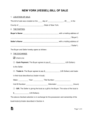 Free Download PDF Books, New York Boat Bill of Sale Form Template