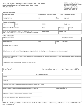 Free Download PDF Books, North Dakota Dot Motor Vehicle Bill of Sale Form Sfn 2888 Form Template