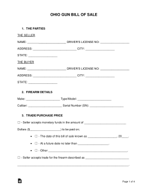 Free Download PDF Books, OHIO Gun Bill of Sale Form Template