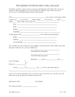 Free Download PDF Books, Wyoming Vessel Bill of Sale Form Template