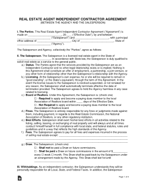 Free Download PDF Books, Real Estate Agent Independent Contractor Agreement Form Template