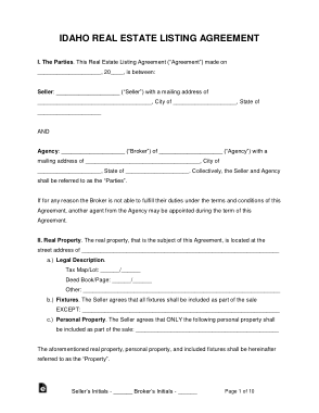 Free Download PDF Books, Idaho Real Estate Listing Agreement Form Template