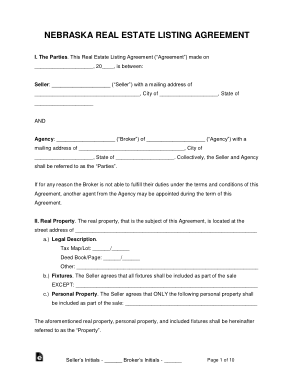 Free Download PDF Books, Nebraska Real Estate Listing Agreement Form Template
