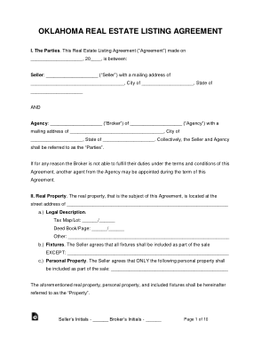 Free Download PDF Books, Oklahoma Real Estate Listing Agreement Form Template