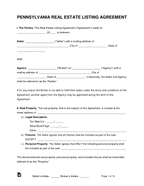 Free Download PDF Books, Pennsylvania Real Estate Listing Agreement Form Template