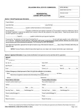 Free Download PDF Books, Oklahoma Residential Lease Application Form Template