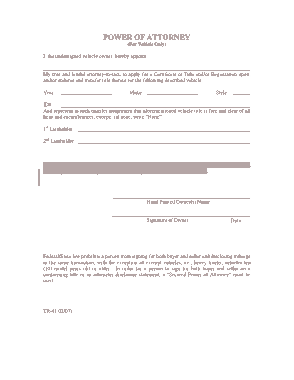 Free Download PDF Books, Kansas Motor Vehicle Power Of Attorney Tr41 Form Template
