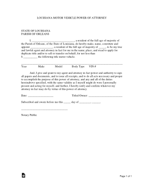 Free Download PDF Books, Louisiana Motor Vehicle Power Of Attorney Form Template