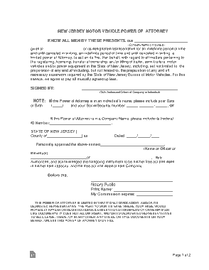 Free Download PDF Books, New Jersey Motor Vehicle Power Of Attorney Form Template
