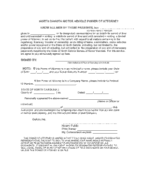 Free Download PDF Books, North Dakota Vehicle Power Of Attorney Form Template