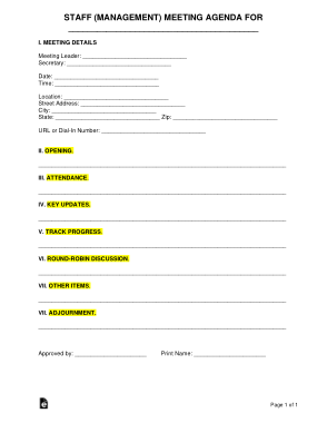 Free Download PDF Books, Staff Meeting Agenda Form Template