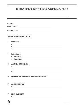 Free Download PDF Books, Strategy Meeting Agenda Form Template