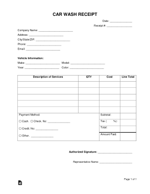 Free Download PDF Books, Car Wash Receipt Form Template