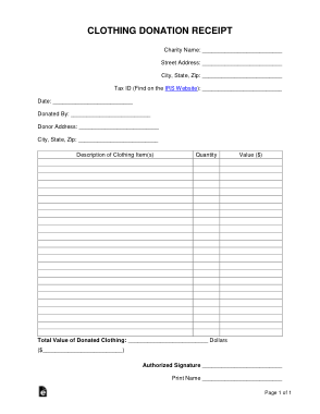 Free Download PDF Books, Clothing Donation Receipt Form Template