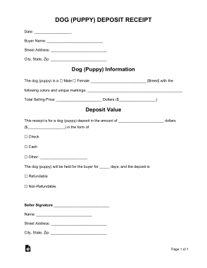 Free Download PDF Books, Dog Deposit Receipt Form Template
