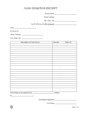 Free Download PDF Books, Food Donation Receipt Form Template