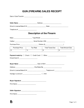 Free Download PDF Books, Gun Firearm Sales Receipt Form Template