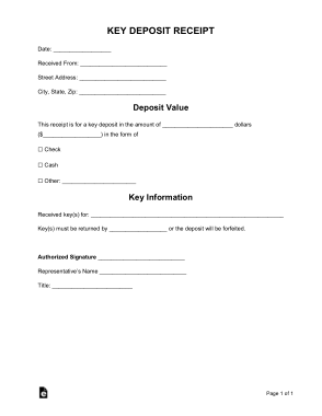 Free Download PDF Books, Key Deposit Receipt Form Template