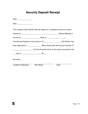 Free Download PDF Books, Landlords Security Deposit Receipt Form Template